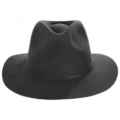 BRIXTON HATS | Wesley Packable Wool Felt Fedora Hat - Washed Black | 135638WB | front | WASHED BLACK