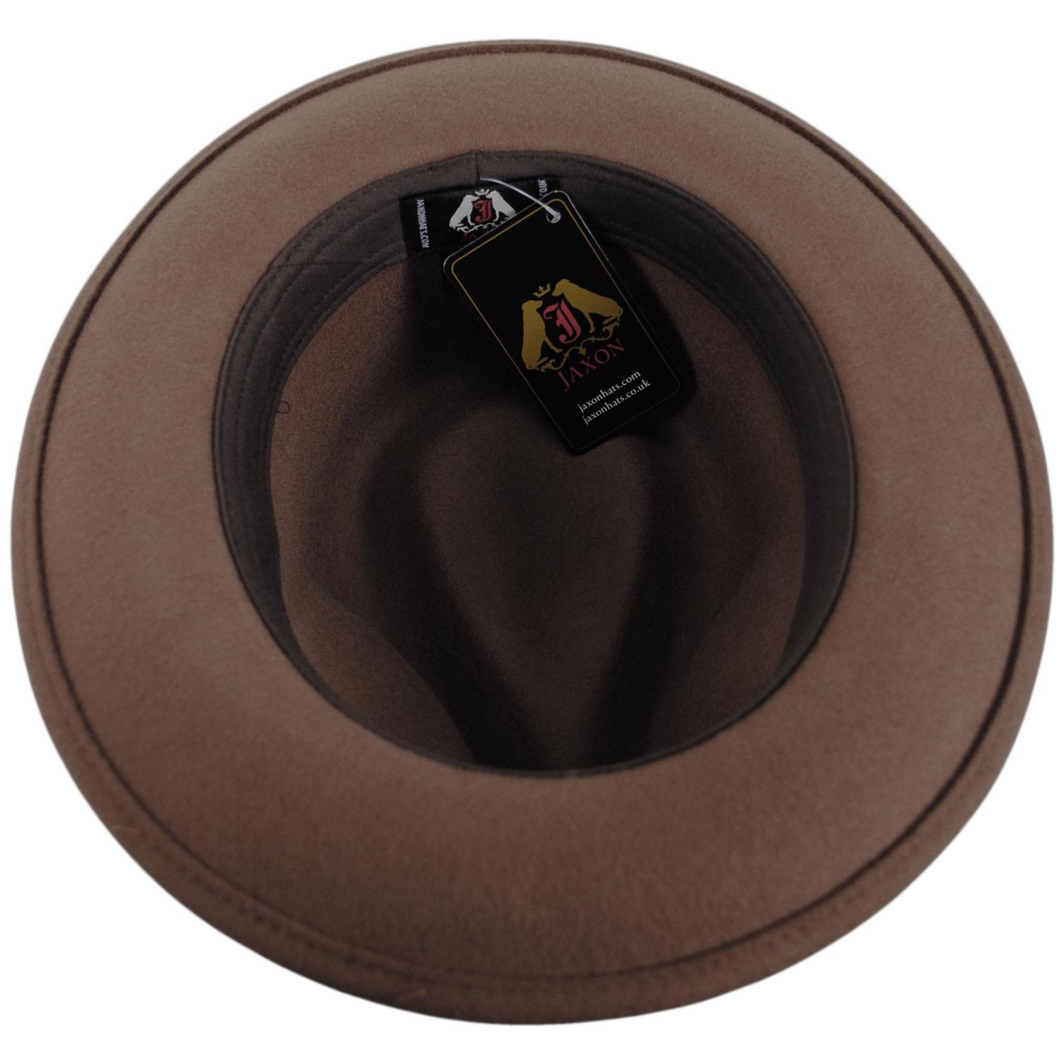 Jaxon Hats | C-Crown Crushable Wool Felt Fedora Hat | 135003 | under | PECAN