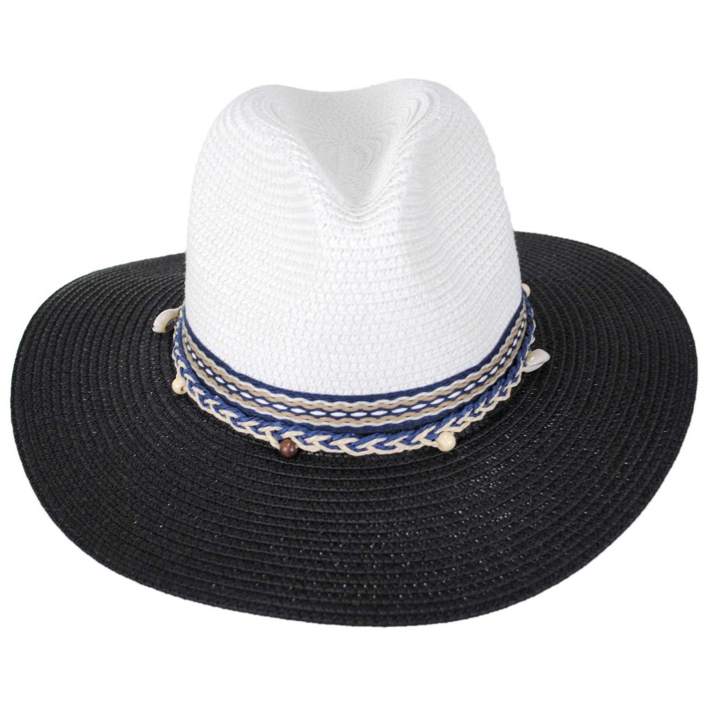 Jeanne Simmons | Two Tone Toyo Straw Fedora Hat | 101821 | front | BLACK