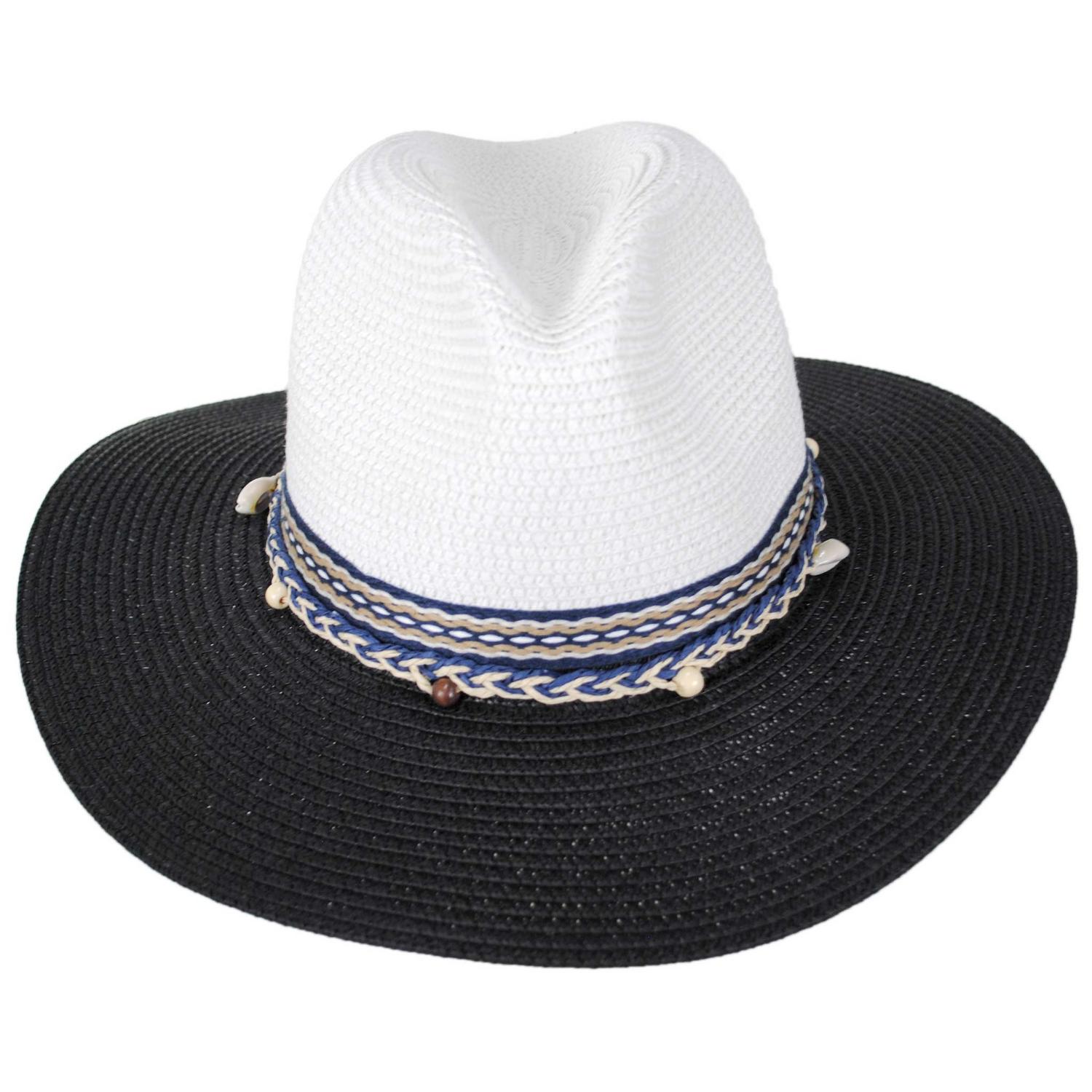 Jeanne Simmons | Two Tone Toyo Straw Fedora Hat | 101821 | front | BLACK