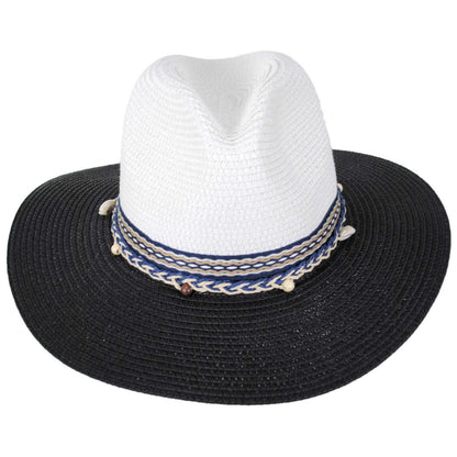 Jeanne Simmons | Two Tone Toyo Straw Fedora Hat | 101821 | front | BLACK