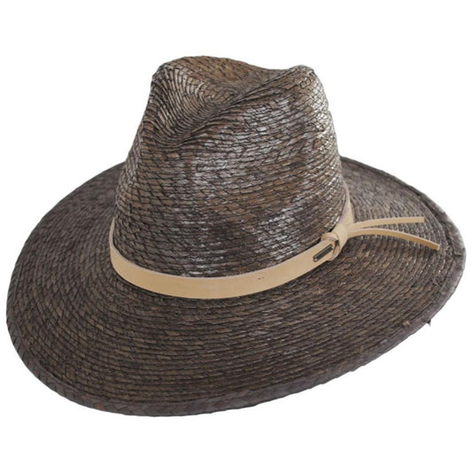 BRIXTON HATS | Field Proper Palm Straw Fedora Hat | 128337 | lead | DARK EARTH/NATURAL