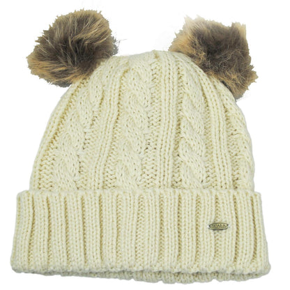 Scala | Maddie Pom Pom Satin Beanie Hat | 500050 | lead | IVORY
