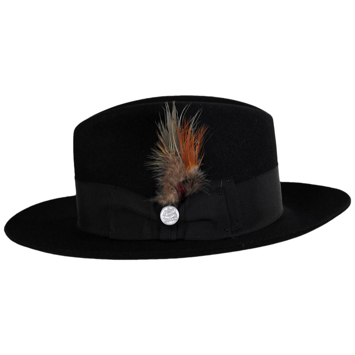 Stetson | Temple Fur Felt Fedora Hat | 130608 | profile | BLACK