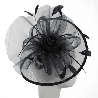 Sophia | Floral Mesh and Ribbon Fascinator Hat | 122905 | profile | BLACK