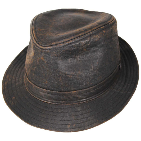 Jaxon Hats | Weathered Cotton Trilby Fedora Hat | 142314 | lead | BROWN