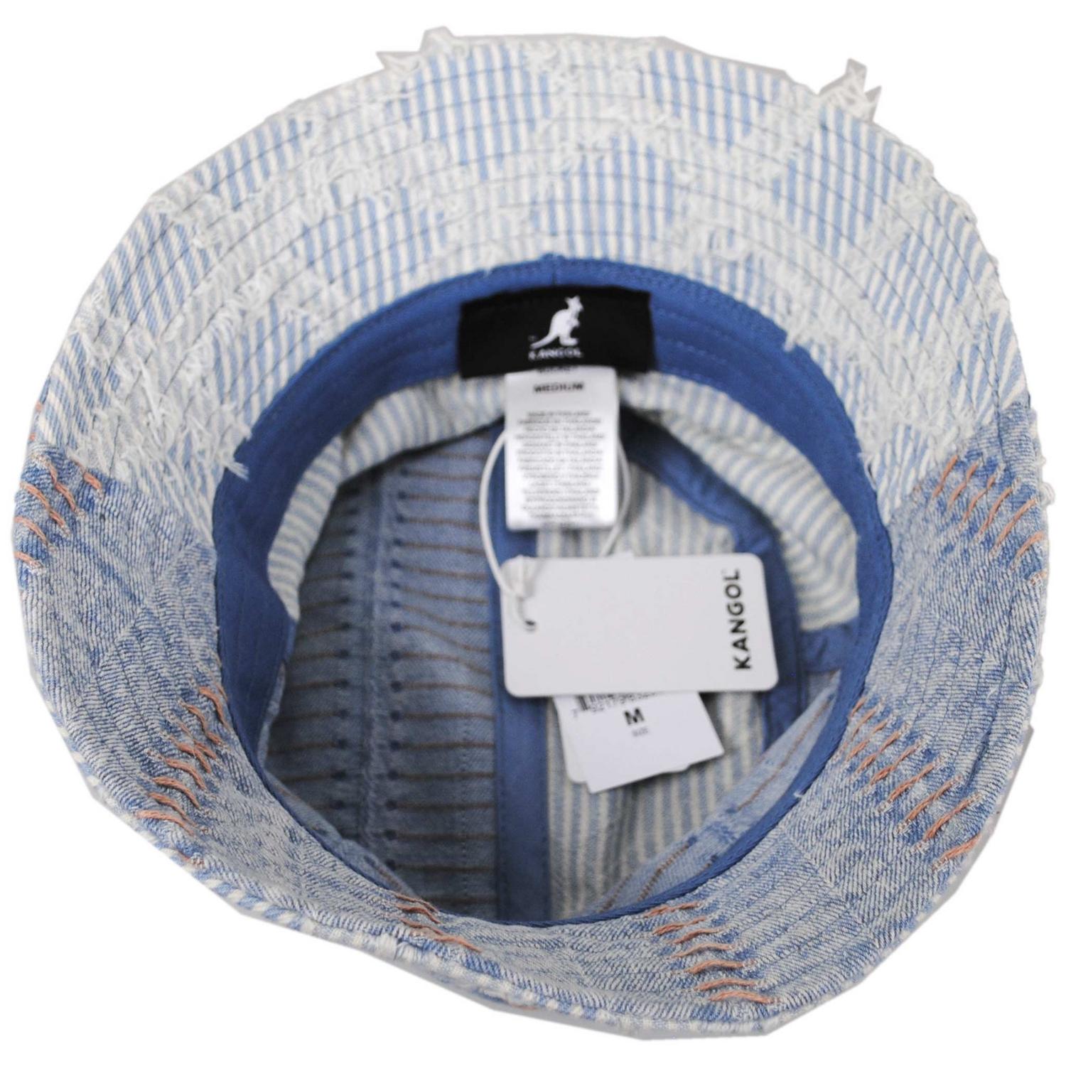 Kangol | Patchwork Mashup Denim Cotton Bucket Hat - Spring Collection | 185777SS | under | FADED BLUE