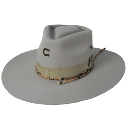Charlie 1 Horse | Spear Point Wool Felt Rancher Fedora Hat | 124793 | lead | SILVER BELLY