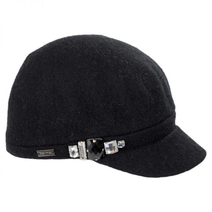 Betmar | Rhinestone Wool Cap | 106075 | profile | BLACK