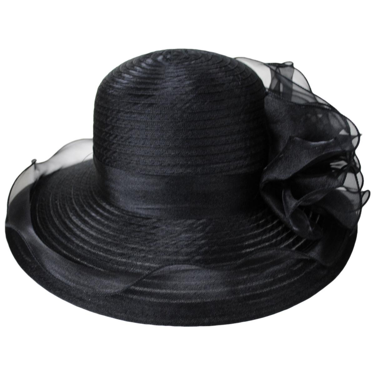 San Diego Hat Company | Organza Mesh Lampshade Dress Hat | 121050 | front | BLACK