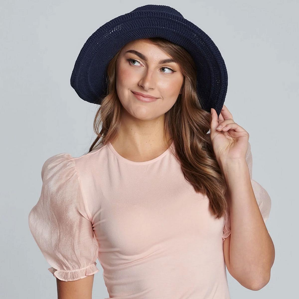 San Diego Hat Company | Bali Cotton Crochet Sun Hat  | 108934 | lsfone | NAVY