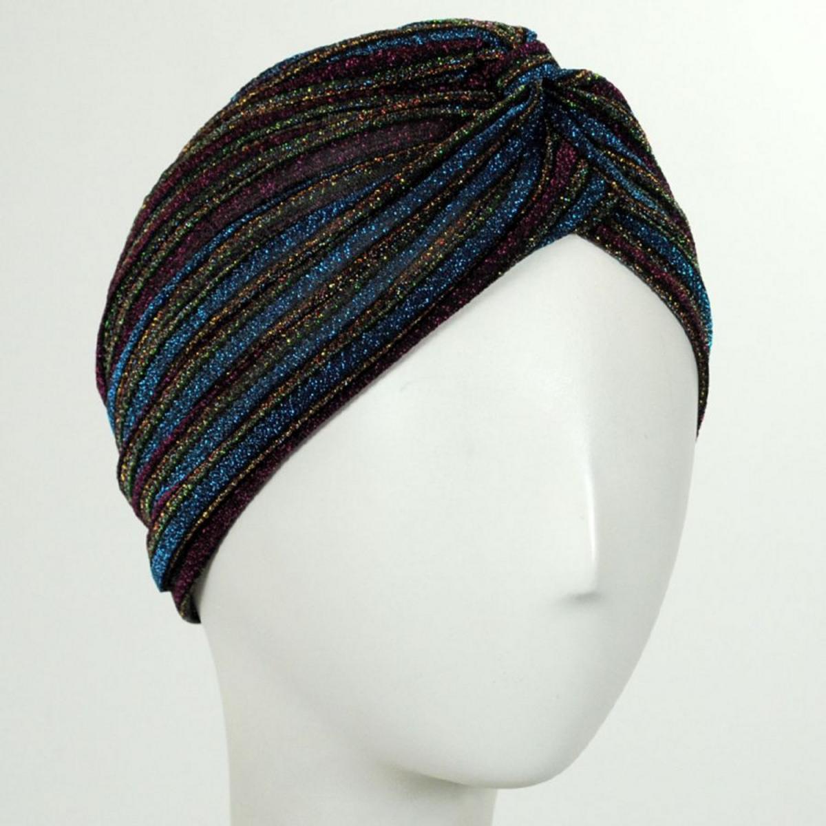 Jeanne Simmons | Metallic Stripe Turban