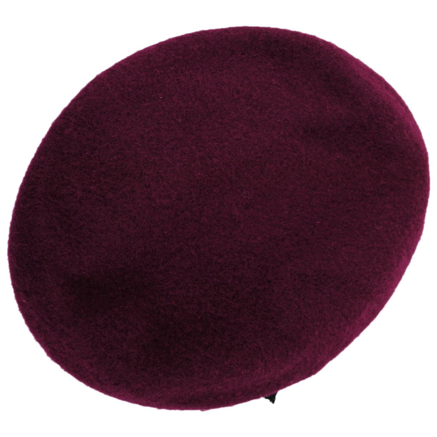 Village Hat Shop | Wool Military Beret with Lambskin Band | 151106 | top | MAROON