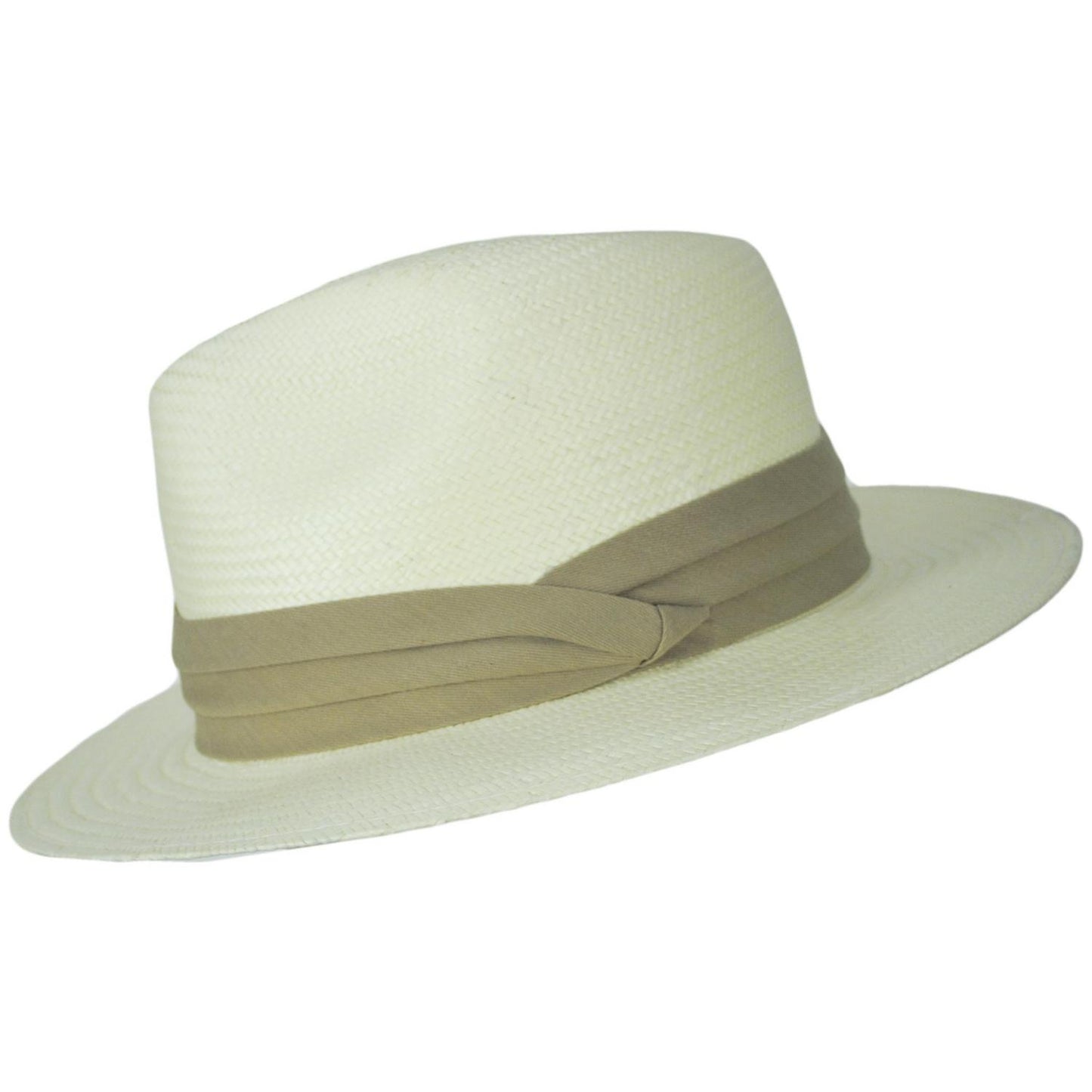 Jaxon Hats | Toyo Straw Safari Fedora Hat - Khaki Band | 129914 | profile | IVORY