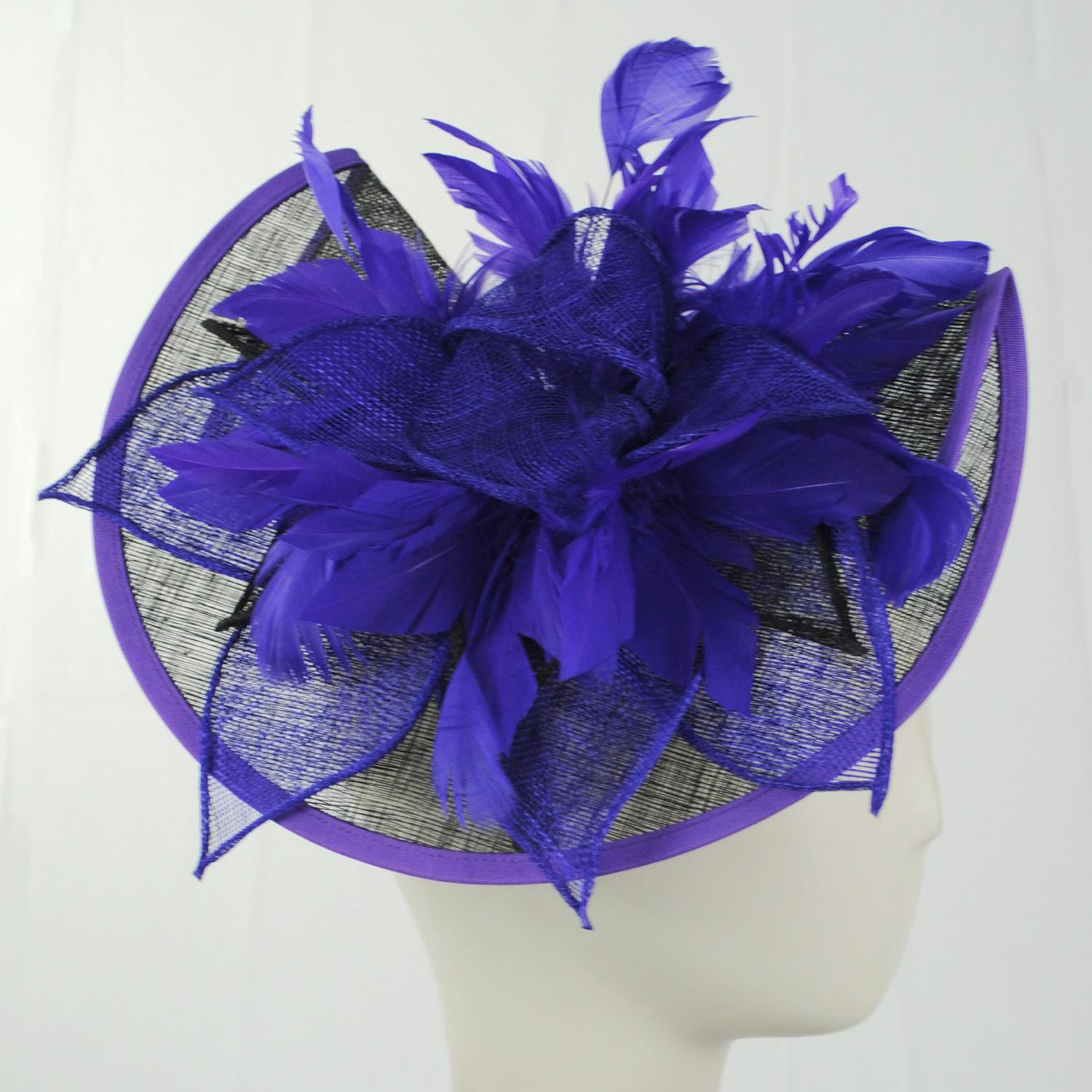 Sophia | Two Tone Folded Sinamay Straw Fascinator Hat | 122902 | profile | PURPLE