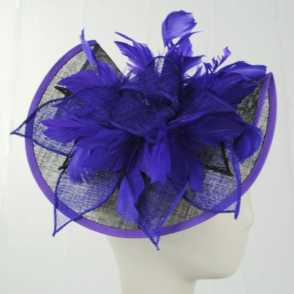 Sophia | Two Tone Folded Sinamay Straw Fascinator Hat | 122902 | profile | PURPLE