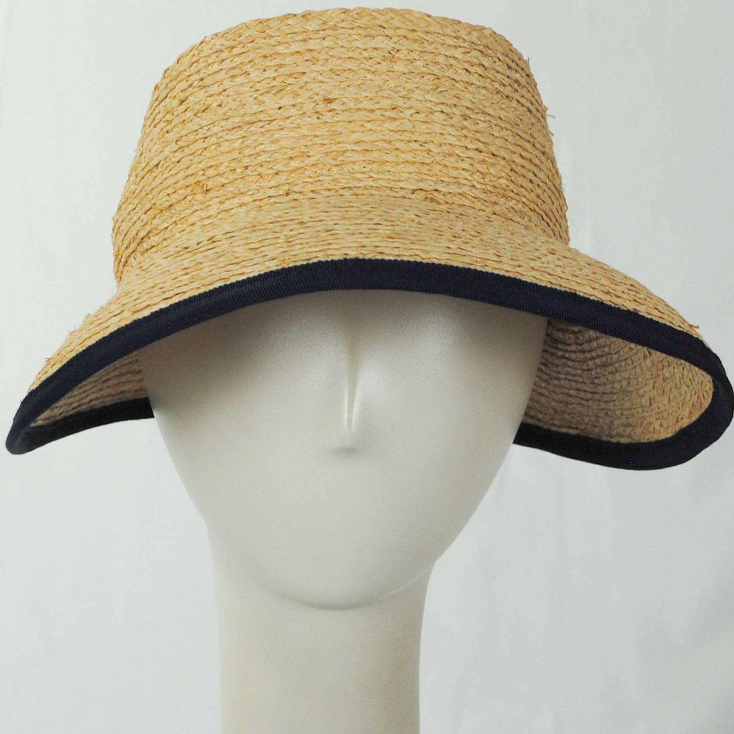 Kathy Jeanne | Updo Raffia Straw Visor | 198700 | front | NATURAL/BLACK