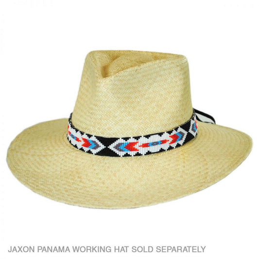 SunBody Hats | Chevron Beaded Hat Band | 602623 | front | WHITE/BLACK