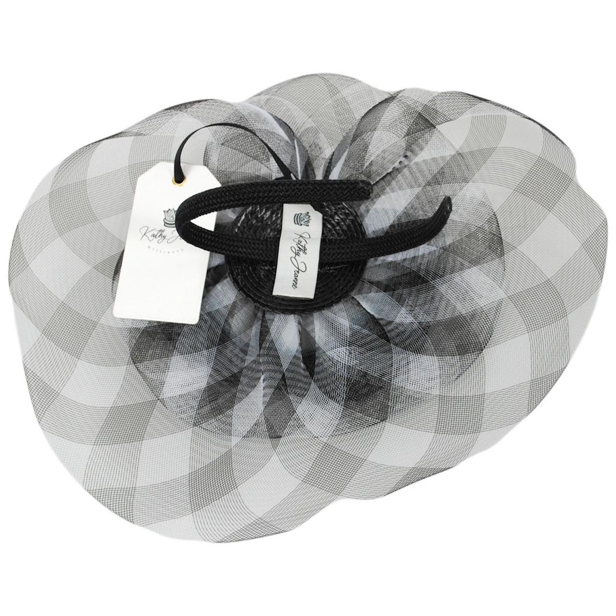 Kathy Jeanne | Percalle Horsehair Mesh Fascinator Hat | 122430 | under | BLACK/WHITE