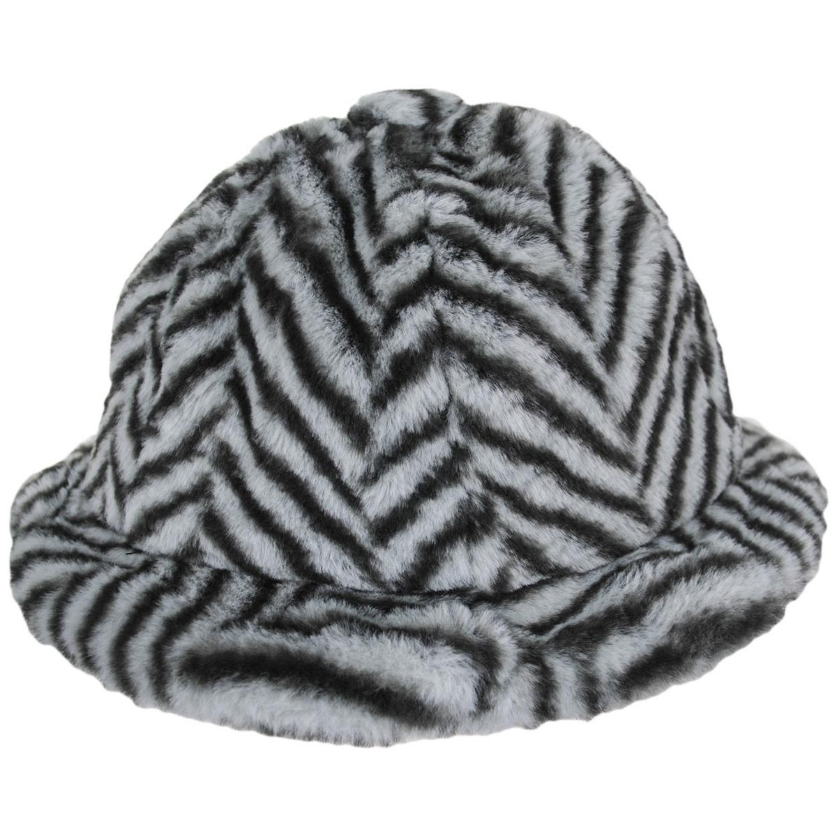Kangol | Herringbone Faux Fur Casual Bucket Hat | 185768FW23 | profile | GREY HERRINGBONE