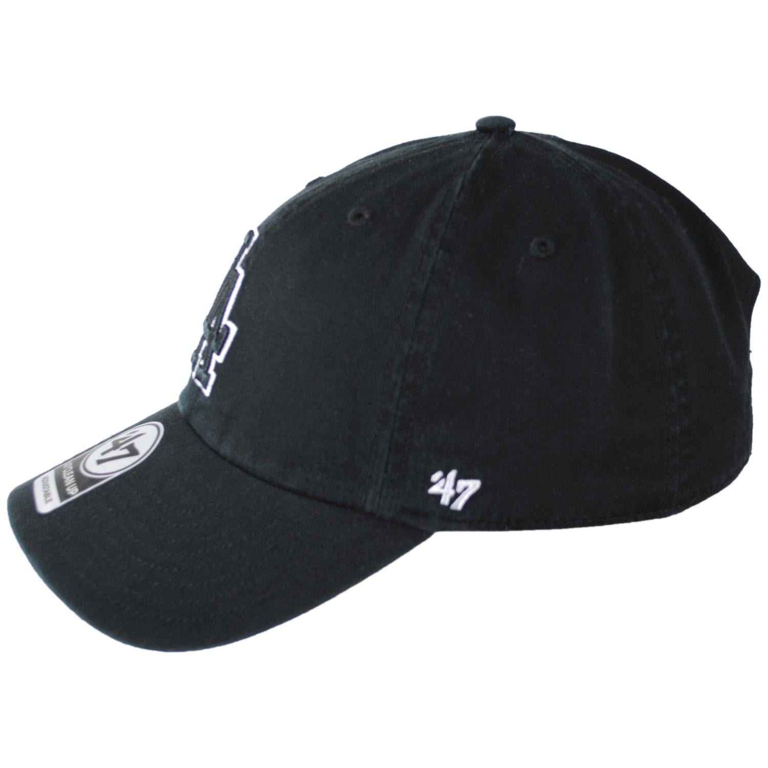 47 Brand | Los Angeles Dodgers MLB Clean Up Strapback Baseball Cap Dad Hat | 203042 | profile | BLACK