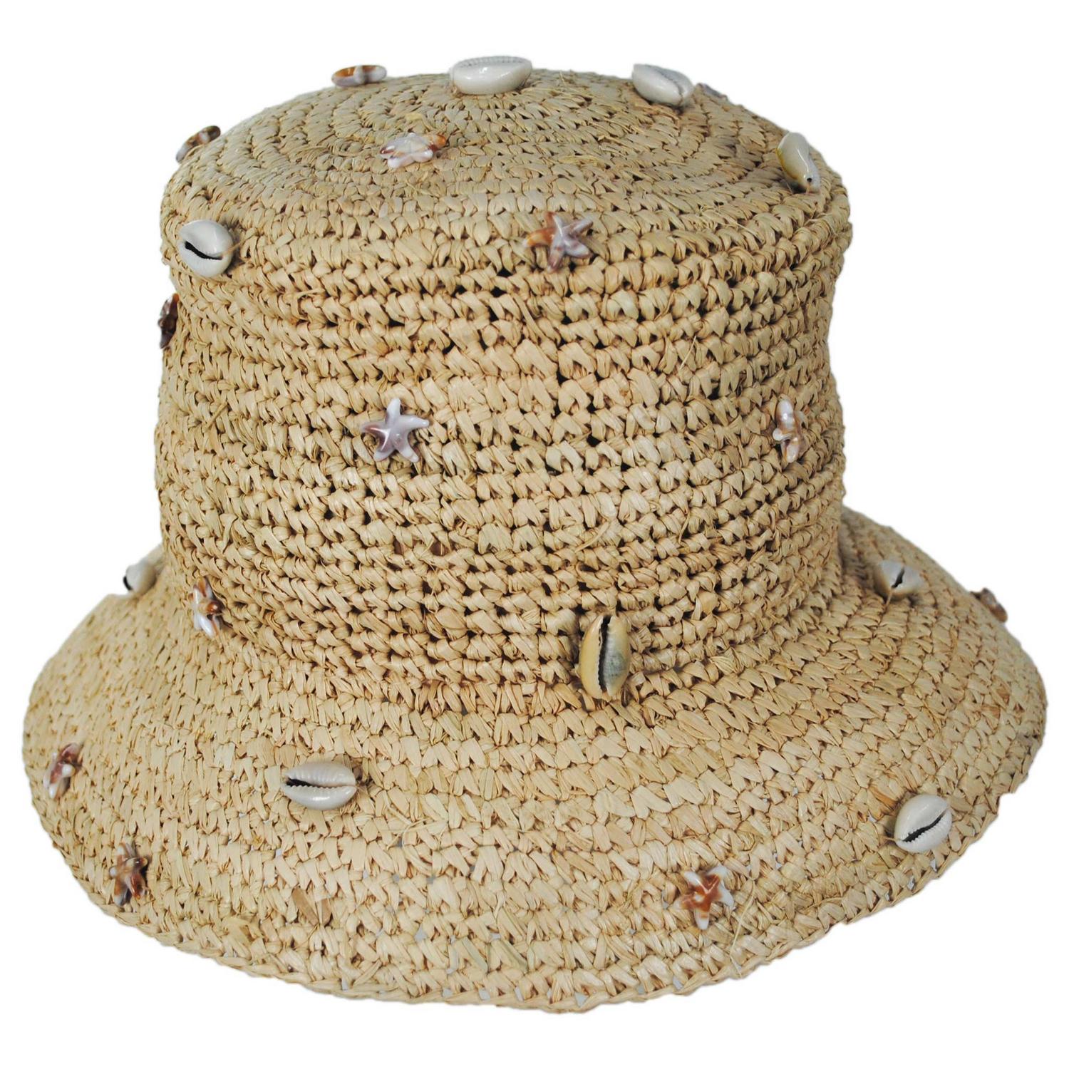 NIKKI BEACH | Shelley Raffia Straw Bucket Hat | 102655 | front | NATURAL