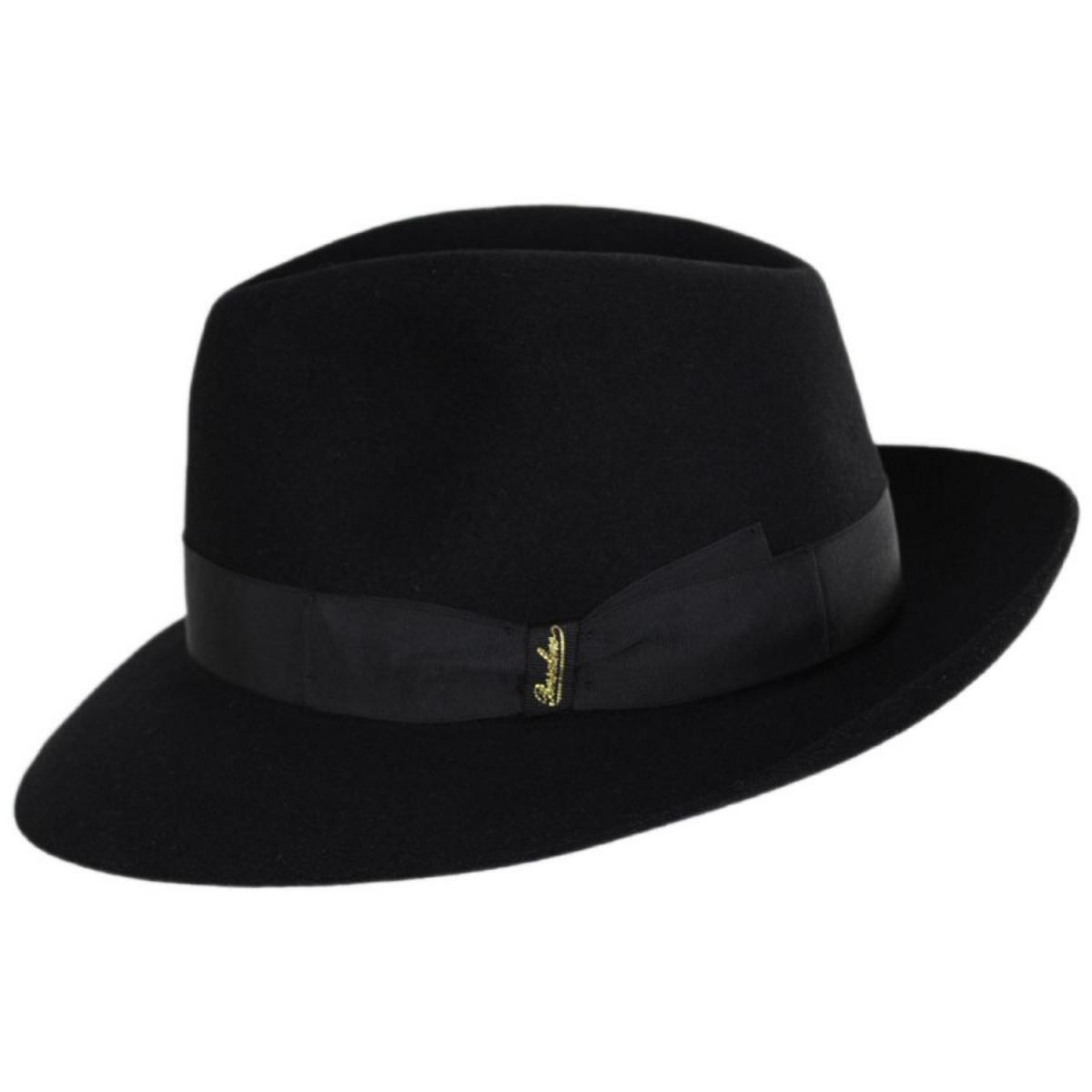 Borsalino | Alessandria Shaved Fur Felt Fedora Hat  | 136306 | profile | BLACK