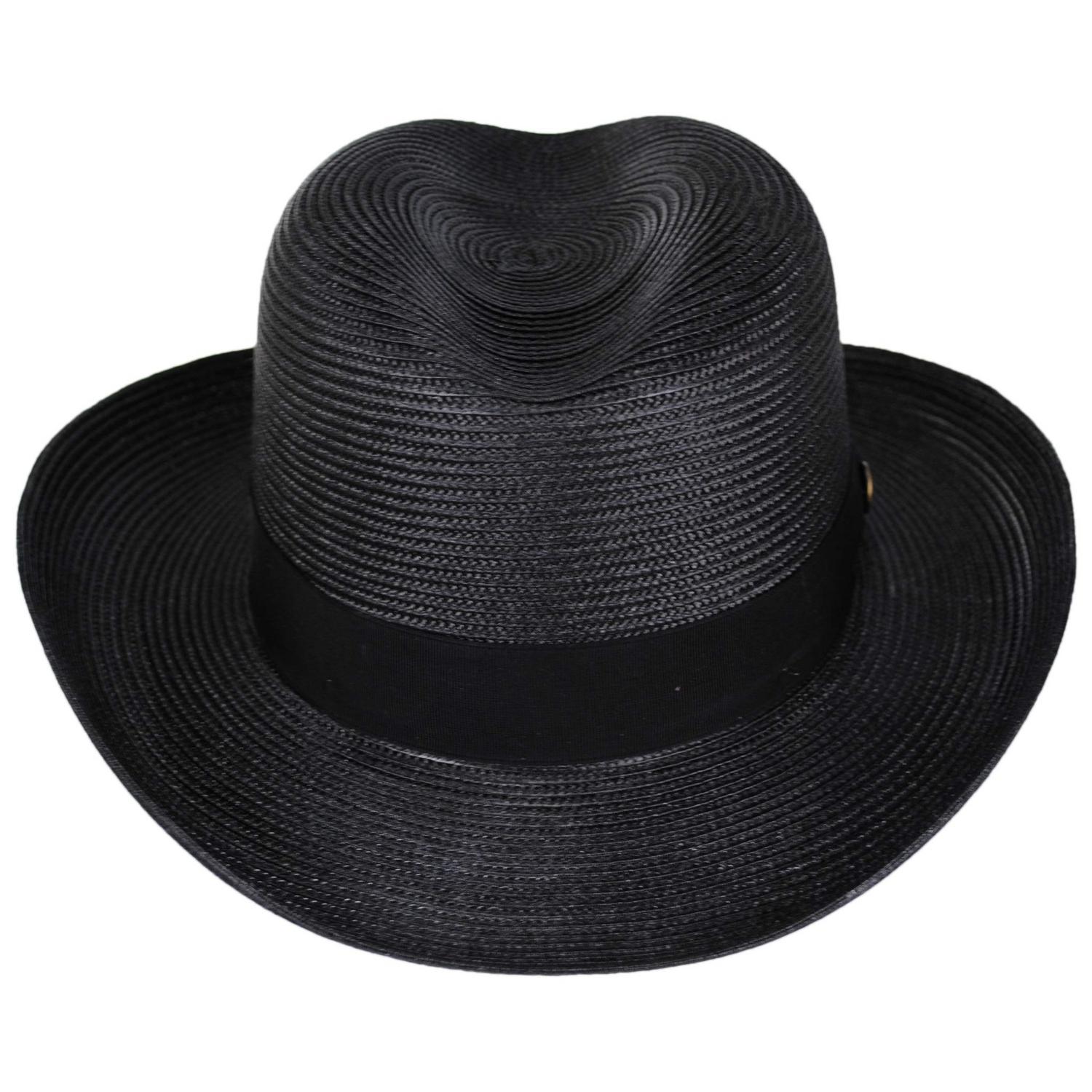 Stetson | El Dorado Florentine Milan Straw Homburg Hat | 127074 | front | BLACK