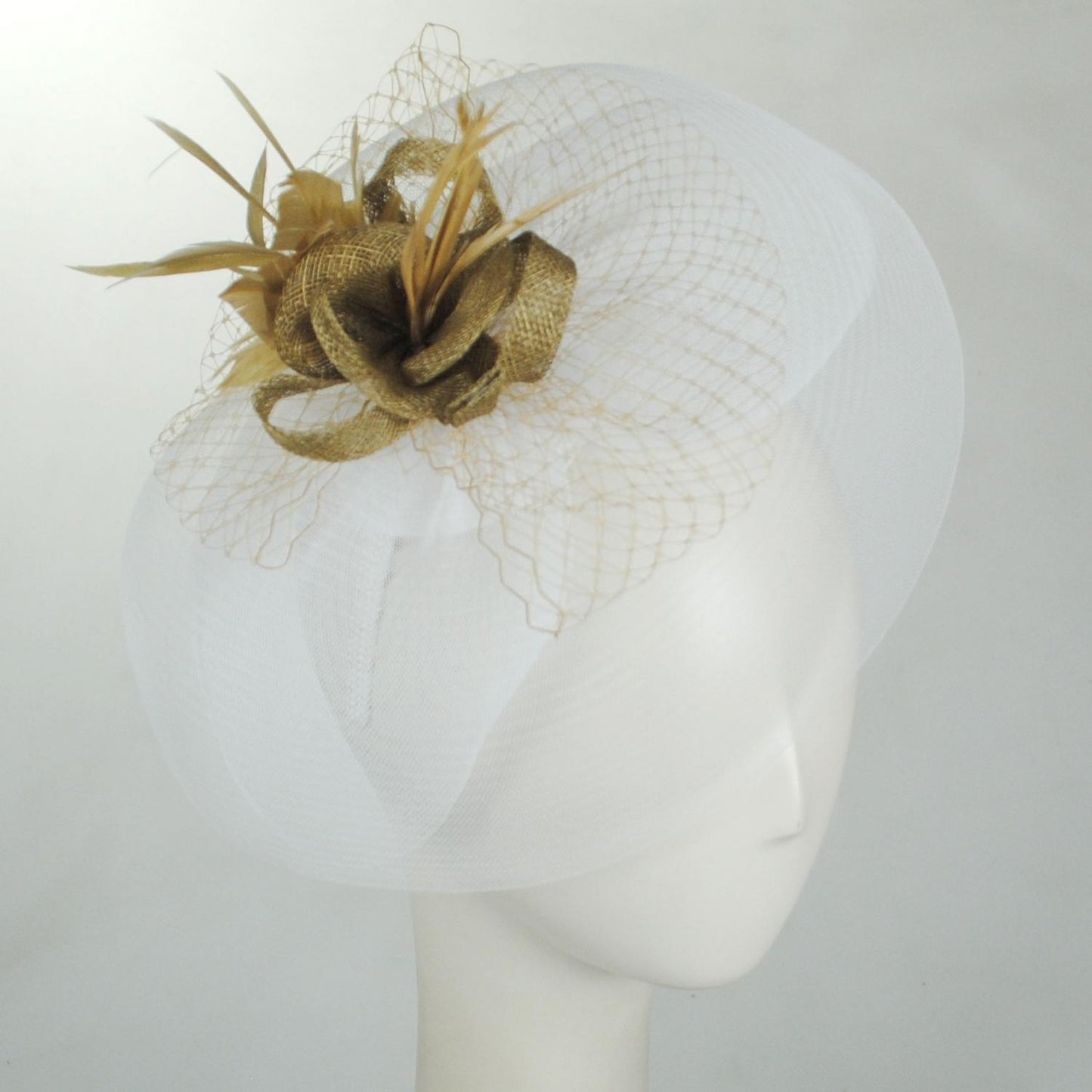 Kathy Jeanne | Petite Couronne Fascinator | 122458 | profile | WHITE/TAN