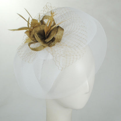 Kathy Jeanne | Petite Couronne Fascinator | 122458 | profile | WHITE/TAN