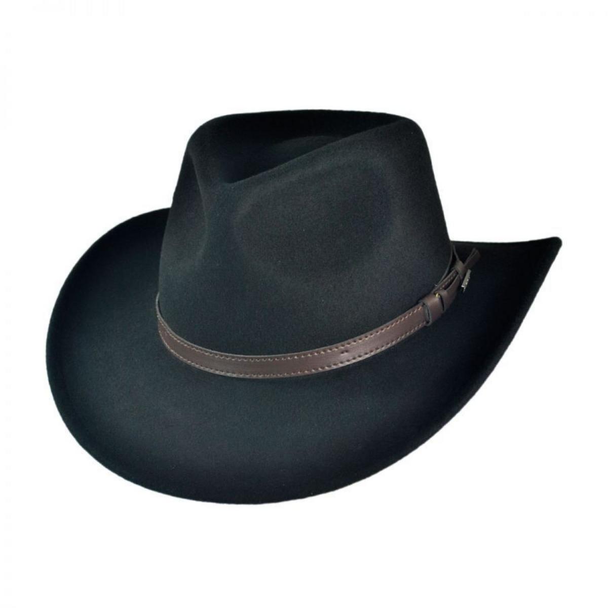 Jaxon Hats | Crushable Wool Felt Outback Hat | 135002 | lead | BLACK