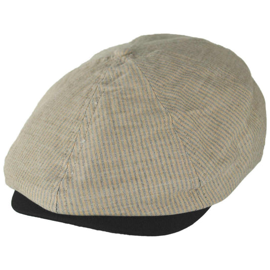 BRIXTON HATS | Brood Cotton Stripe Newsboy Cap | 161534 | lead | KHAKI STRIPE/WASHED BLACK