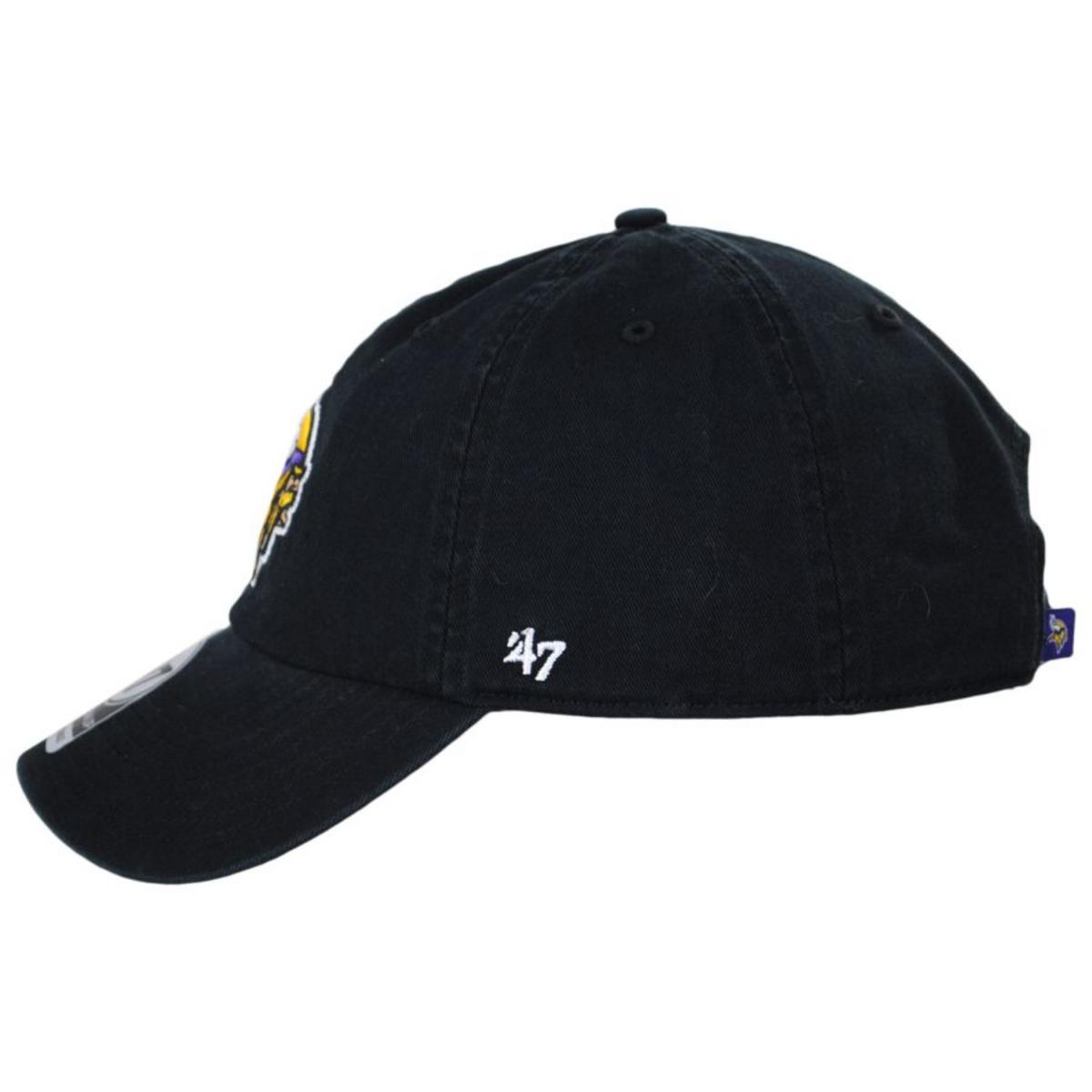 47 Brand | Minnesota Vikings NFL Clean Up Strapback Baseball Cap Dad Hat | 203790 | profile | BLACK