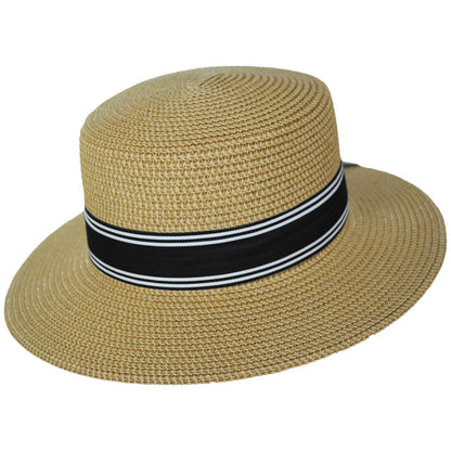 Toucan Collection | Stripe Sailor Toyo Straw Dress Hat - Made to Order | 121646 | lead | NATURAL/BLACK