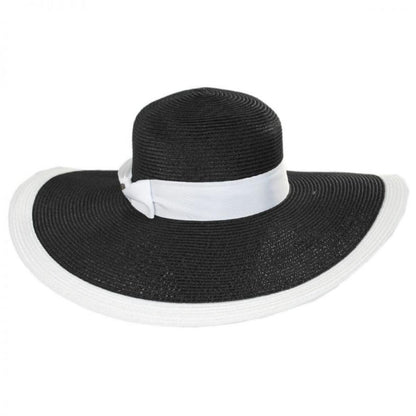 Karen Keith | Resort Straw Swinger Wide Brim Hat | 102217 | front | BLACK/WHITE