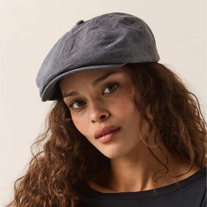 BRIXTON HATS | Brood Cotton Stripe Newsboy Cap | 161534 | lsfone | INDIGO/DARK SAND