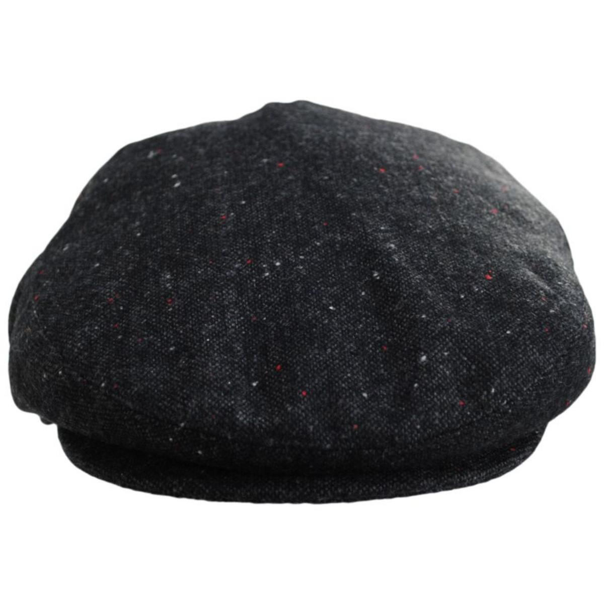 Jaxon Hats | Blackheath Marl Tweed Wool Blend Ivy Cap | 167582 | front | BLACK