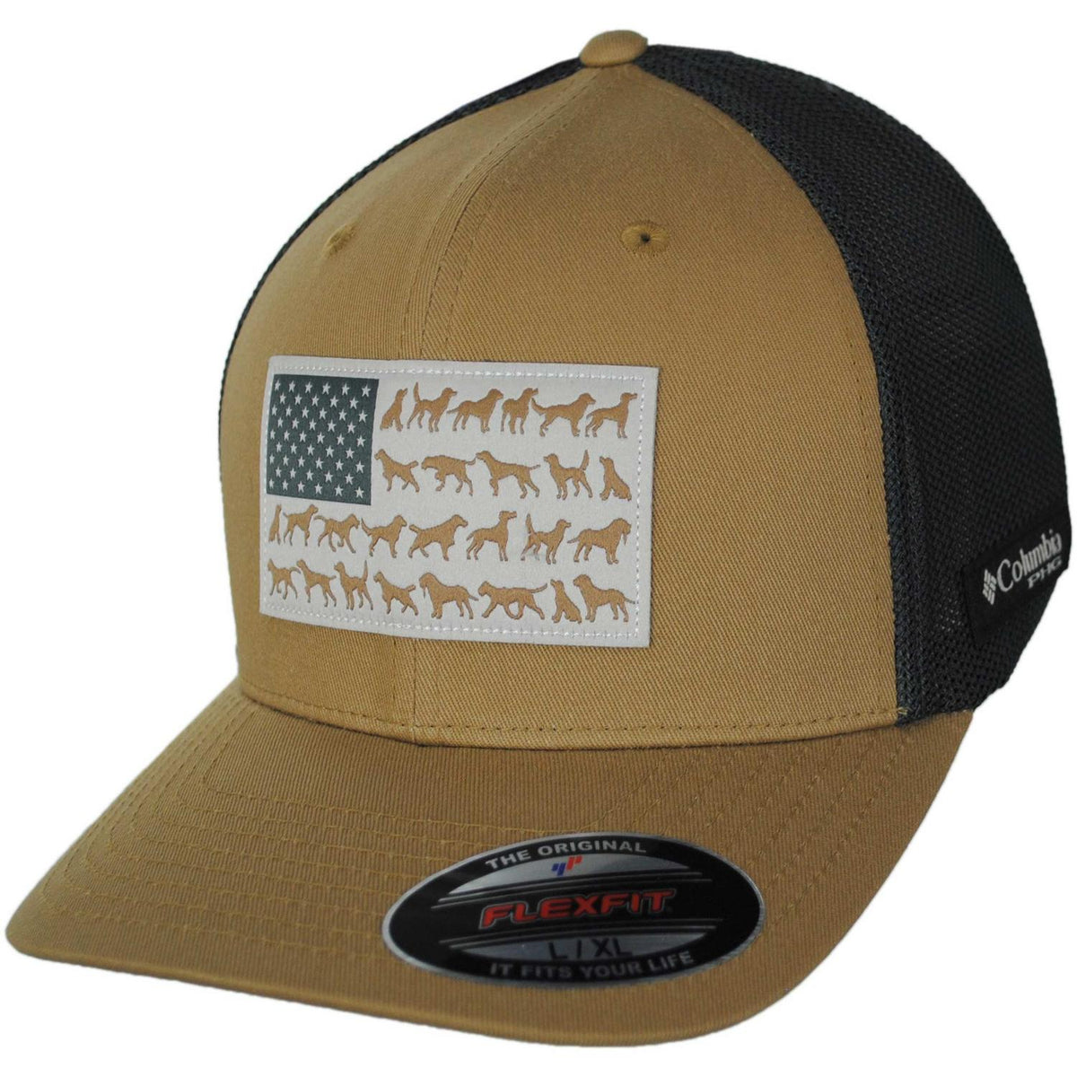 Columbia Sportswear | PHG Canine Flag Cotton & Mesh Flexfit Fitted Baseball Cap | 400089 | lead | SAHARA