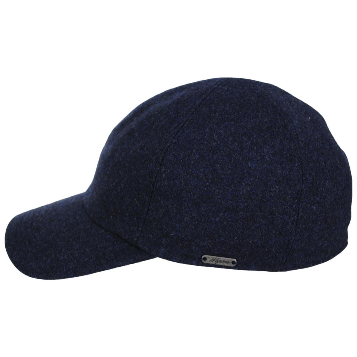 Wigens Caps | Melton Wool Earflap Baseball Cap | 223005 | profile | BLUE MELANGE
