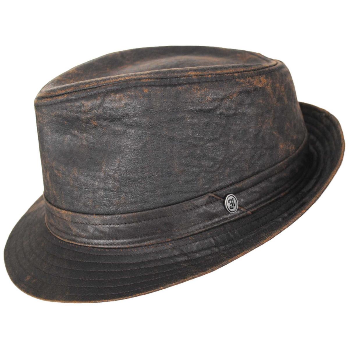 Jaxon Hats | Weathered Cotton Trilby Fedora Hat | 142314 | profile | BROWN