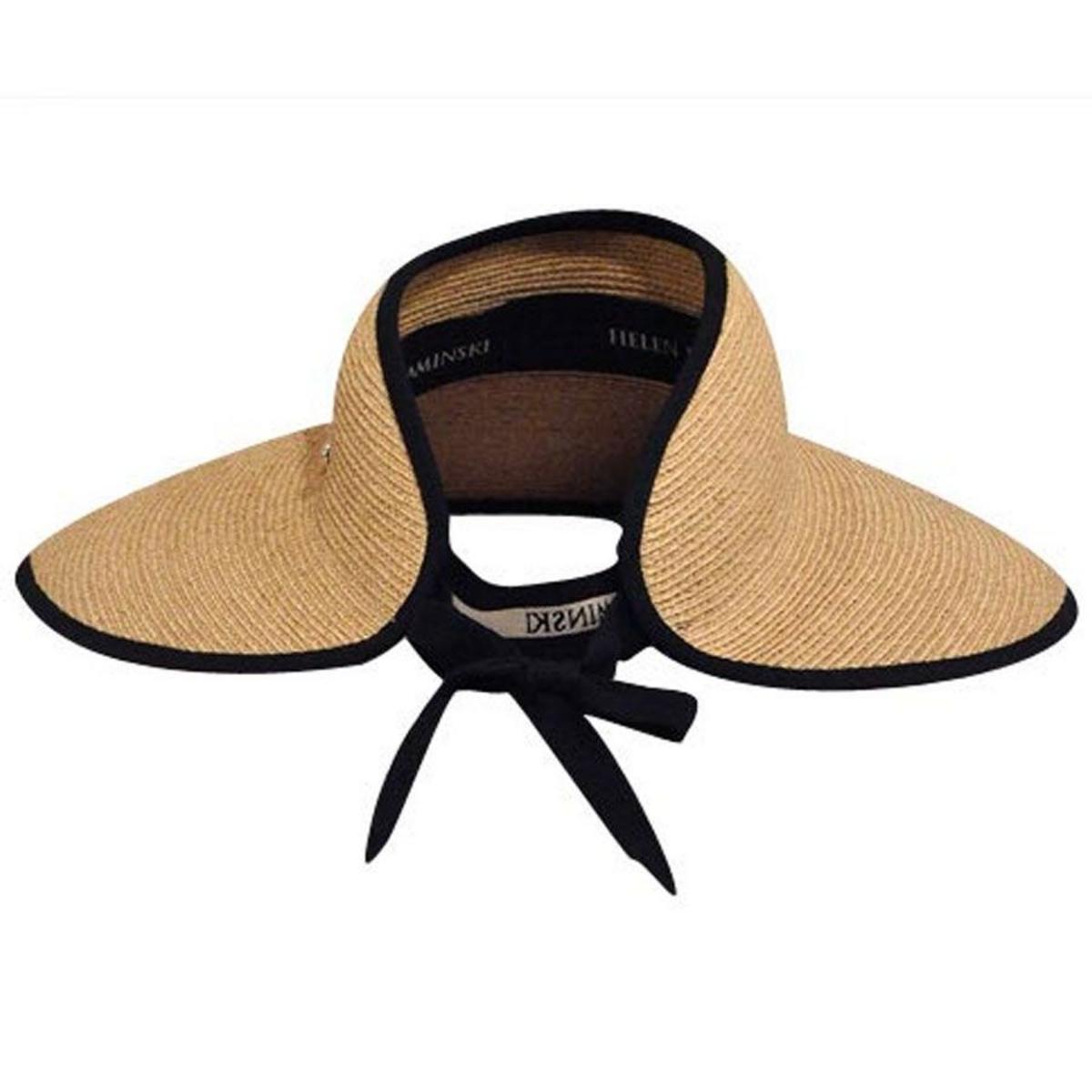 Helen Kaminski | Mai Raffia Straw Braid Visor | 197200 | profile | NATURAL/MIDNIGHT