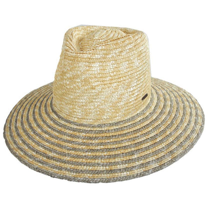 BRIXTON HATS | Joanna Festival Wheat Straw Fedora Hat - Dark Earth/Honey & Honey/Sand