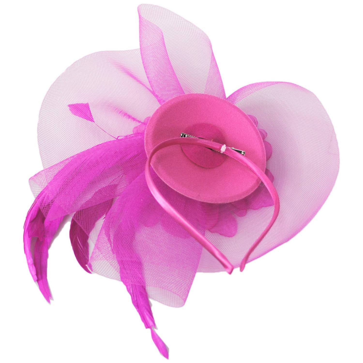 Sophia | Peony and Feathers Fascinator Hat | 122907 | under | FUCHSIA