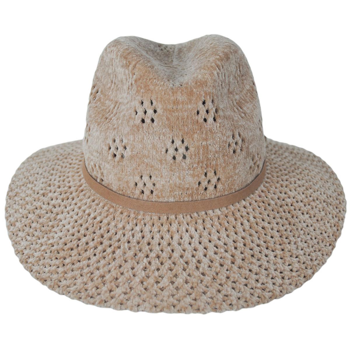 San Diego Hat Company | Walnut Grove Chenille Knit Fedora Hat | 108943 | front | CAMEL