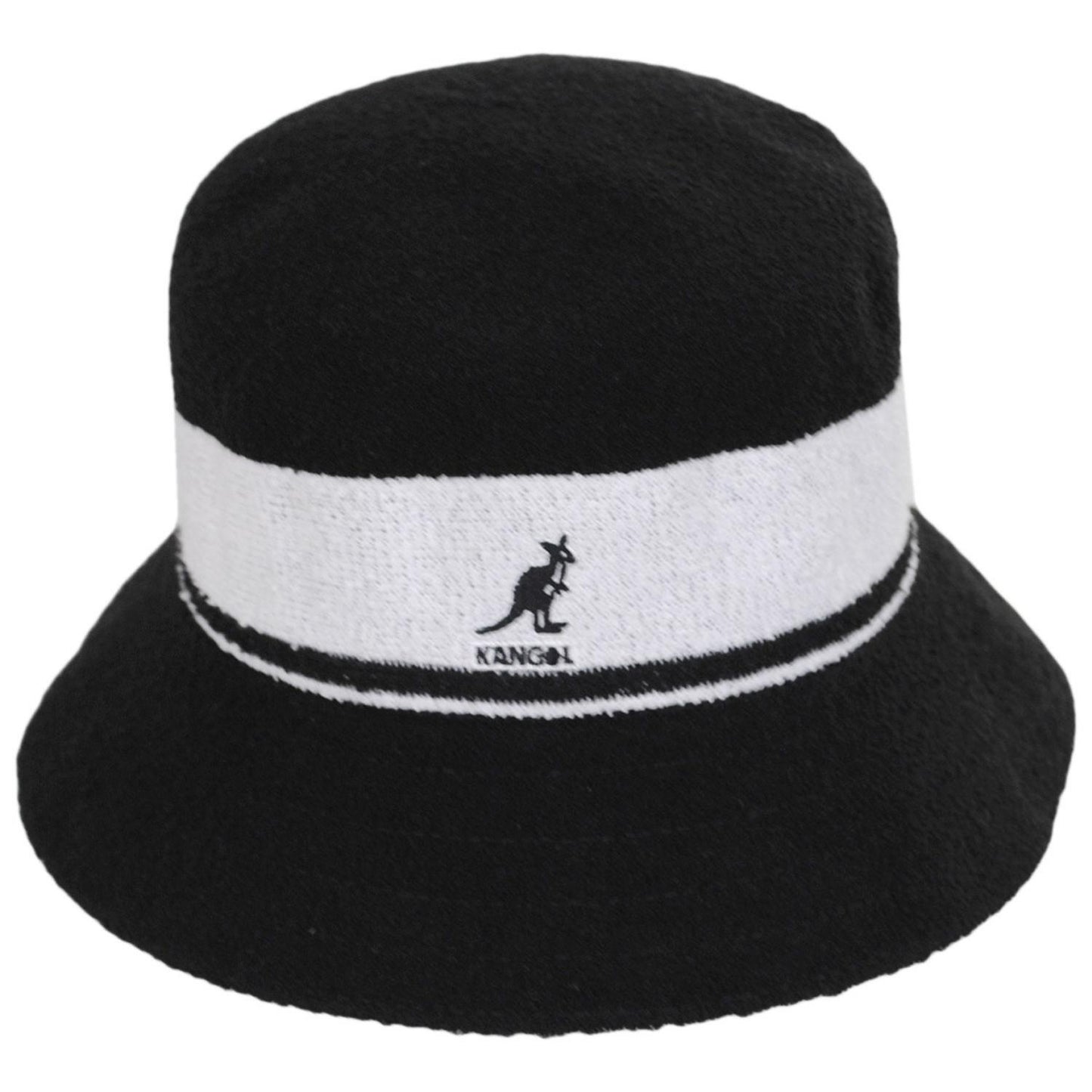 Kangol | Bermuda Stripe Bucket Hat | 185729 | front | BLACK