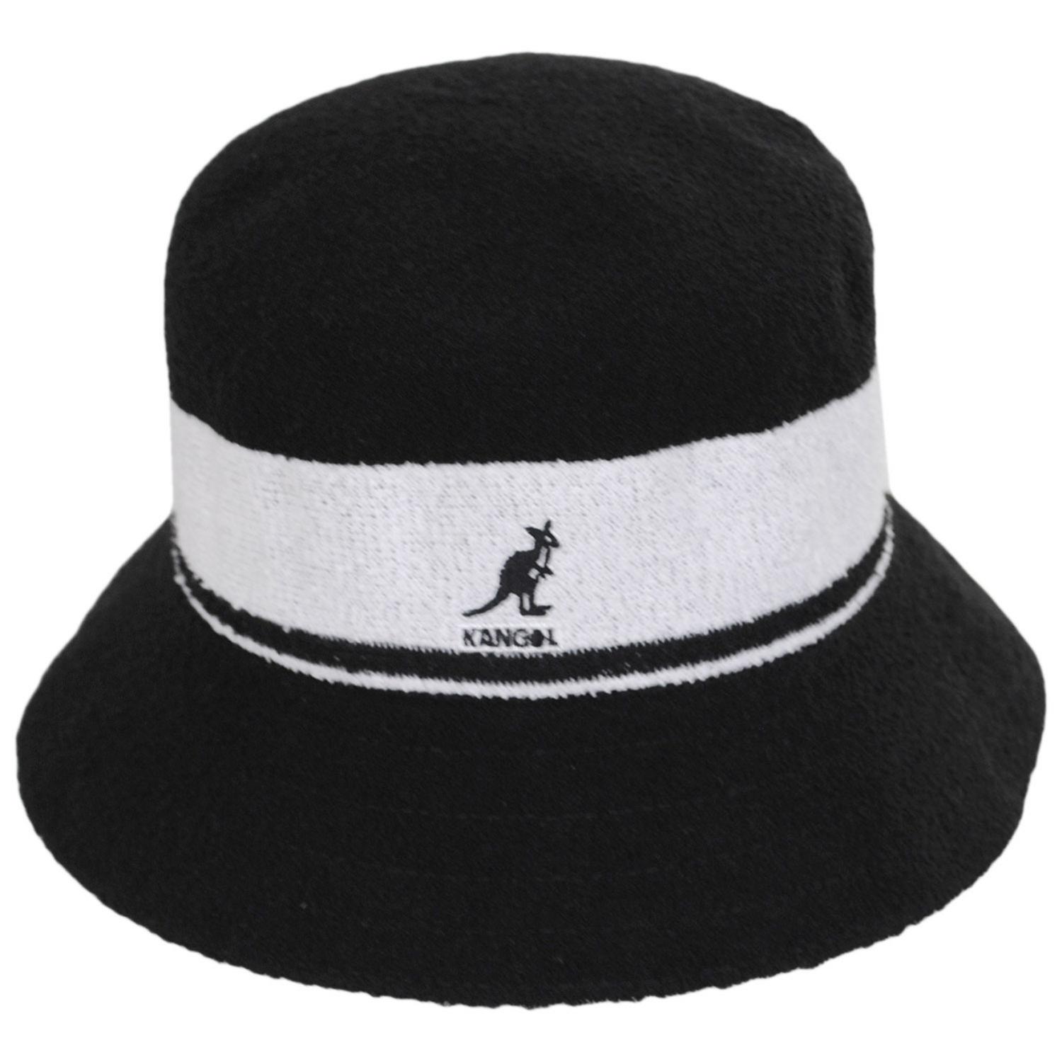 Kangol | Bermuda Stripe Bucket Hat | 185729 | front | BLACK