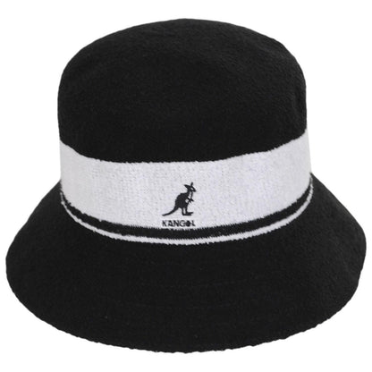 Kangol | Bermuda Stripe Bucket Hat | 185729 | front | BLACK