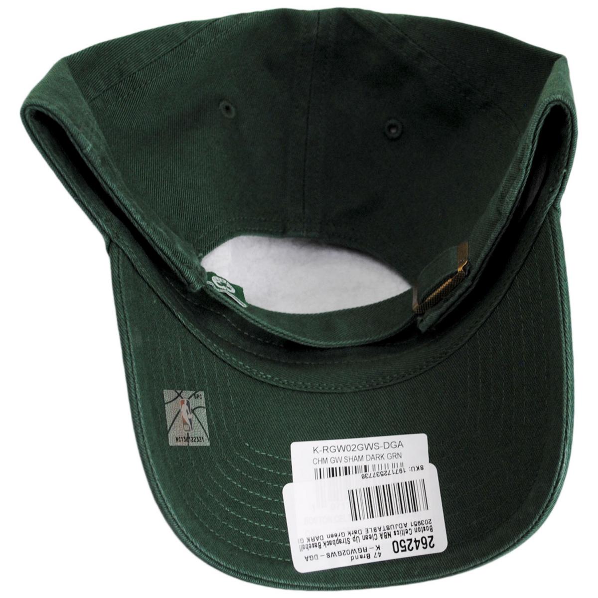 47 Brand | Boston Celtics NBA Clean Up Strapback Baseball Cap Dad Hat | 203951 | under | DARK GREEN