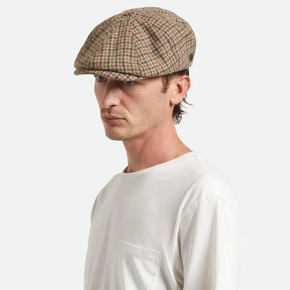 BRIXTON HATS | Brood Wool Blend Houndstooth Newsboy Cap | 161518 | lsmtwo | OATMEAL/CHARCOAL HOUNDSTOOTH