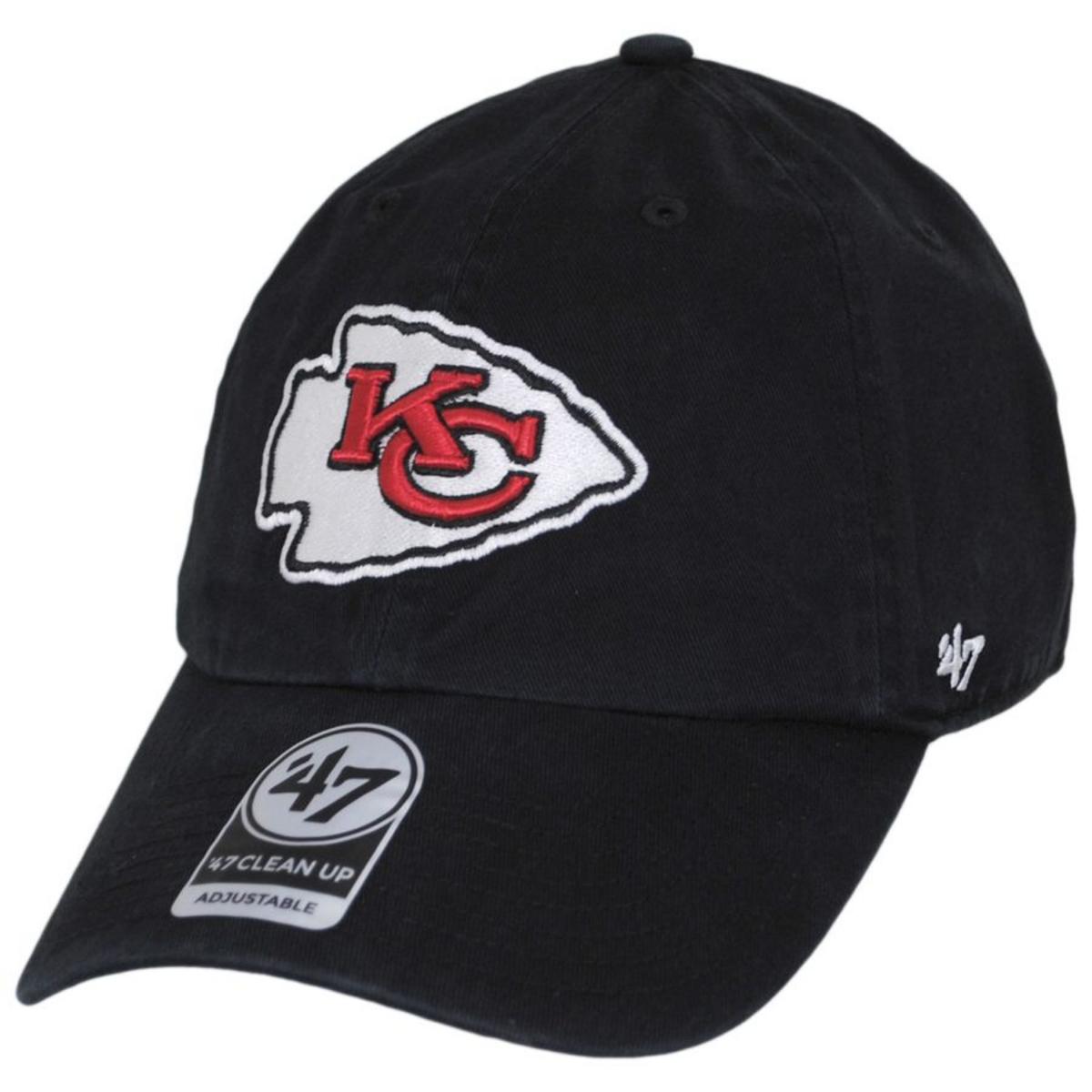 47 Brand | Kansas City Chiefs NFL Clean Up Strapback Baseball Cap Dad Hat | 203480 | lead | BLACK
